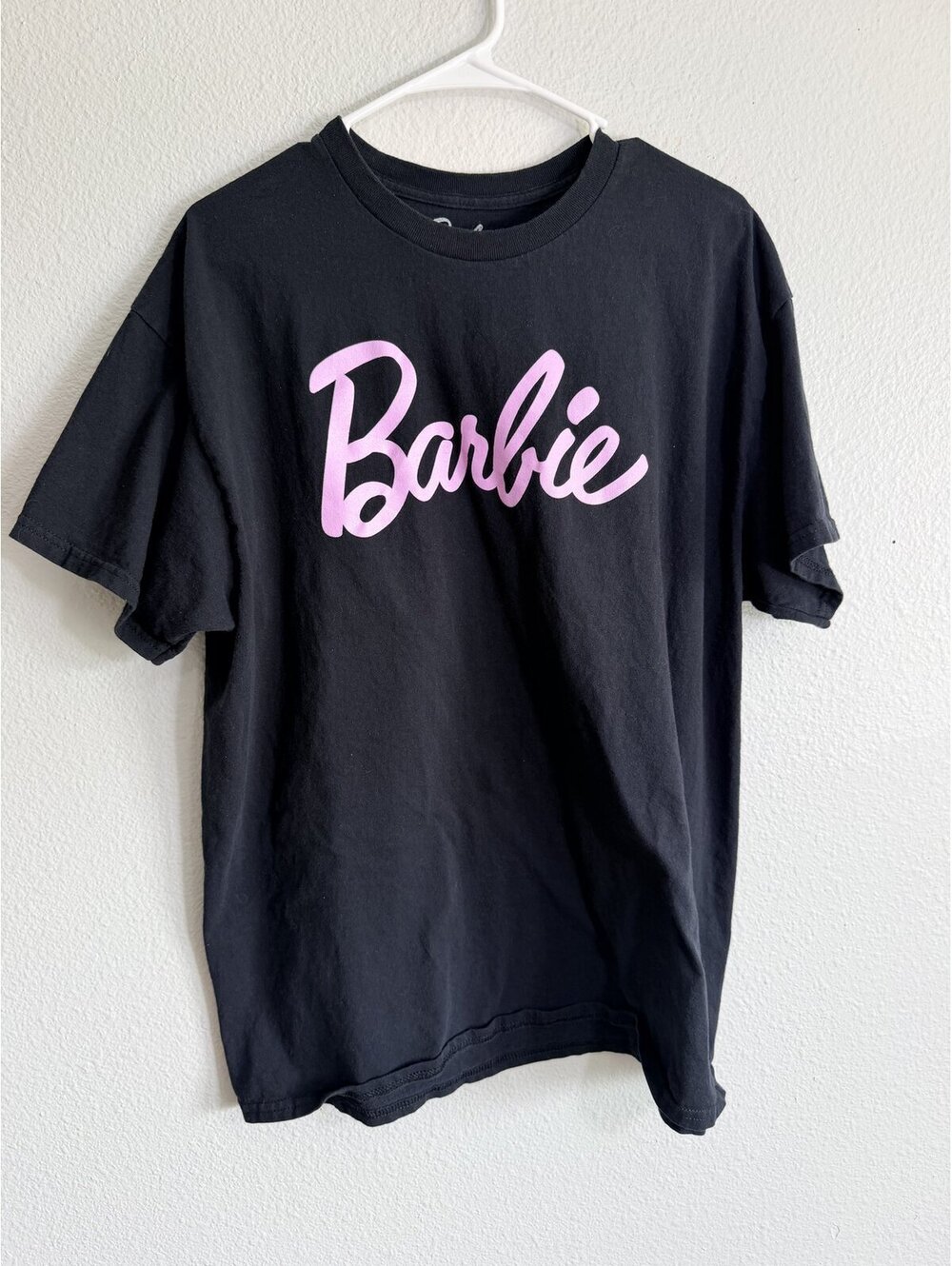 Barbie Graphic T-Shirt Pink Script Logo Black Size XL